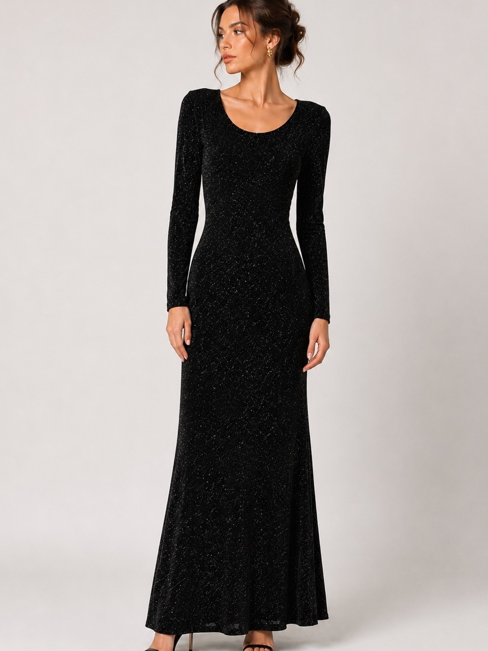 Caché Vintage Black Glitter Dress Size 2